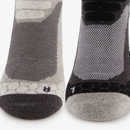 2 paar unisex wandelsokken zwart grijs