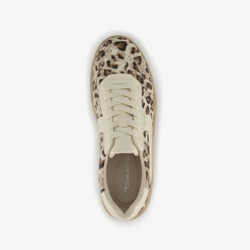 Dames sneakers met panterprint beige
