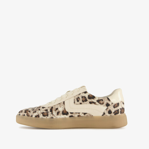 Dames sneakers met panterprint beige