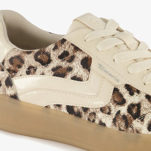 Dames sneakers met panterprint beige