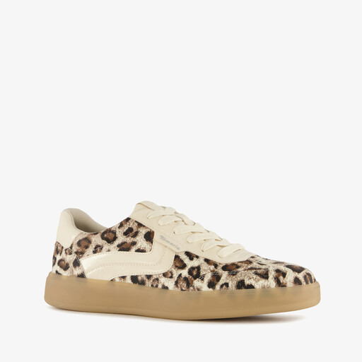 Dames sneakers met panterprint beige