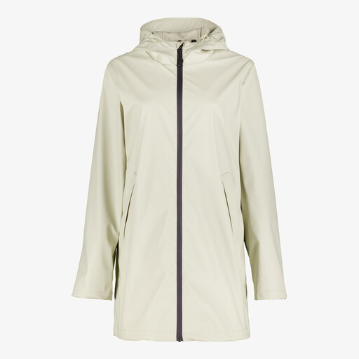 Lange gevoerde dames regenjas lichtbeige