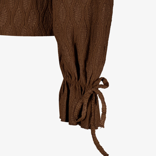 Dames top met strikkoortjes bruin