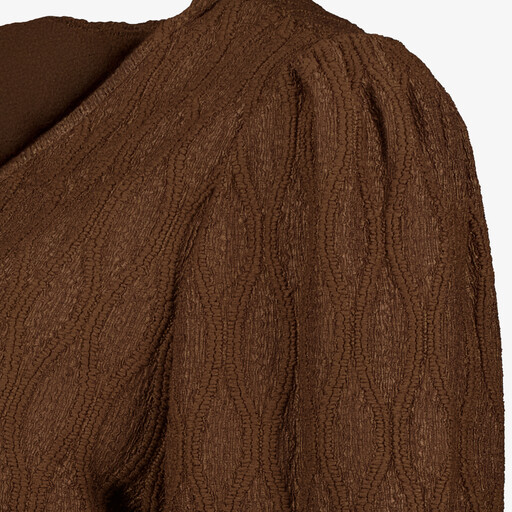 Dames top met strikkoortjes bruin