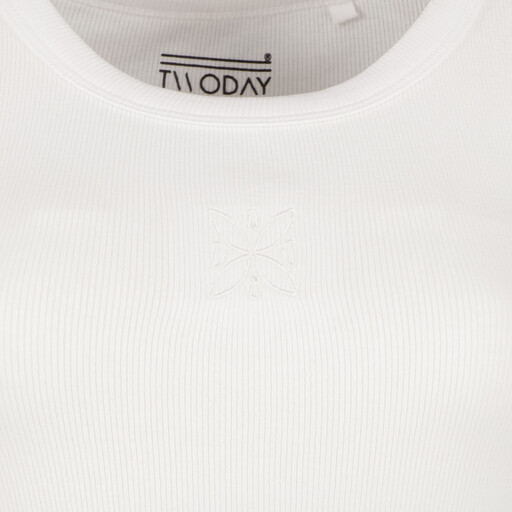 Dames rib singlet wit