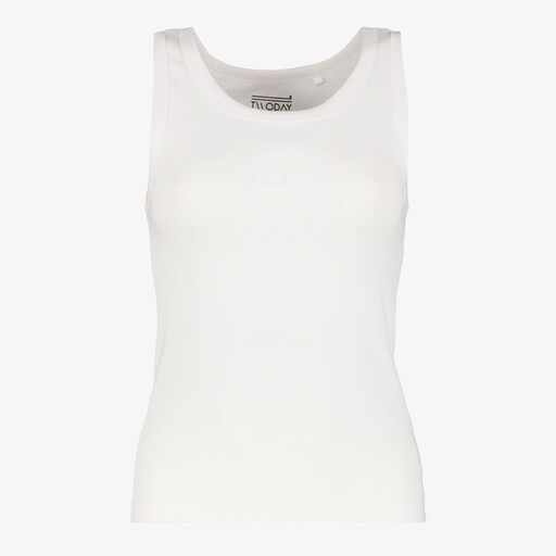 Dames rib singlet wit