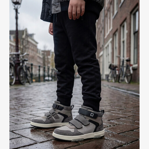 Jongens sneakers grijs zwart