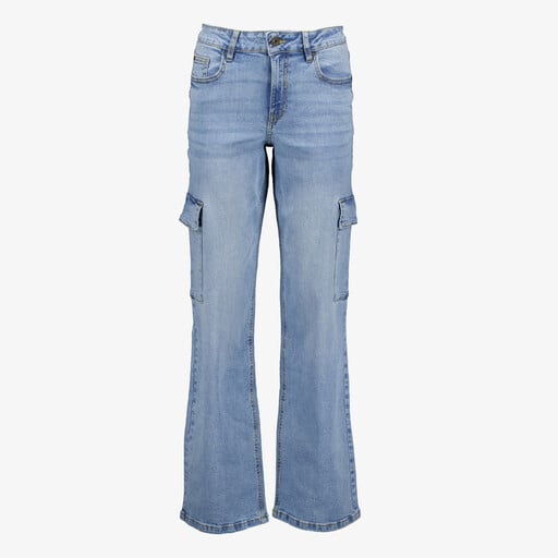 Dames cargo jeans mediumblauw