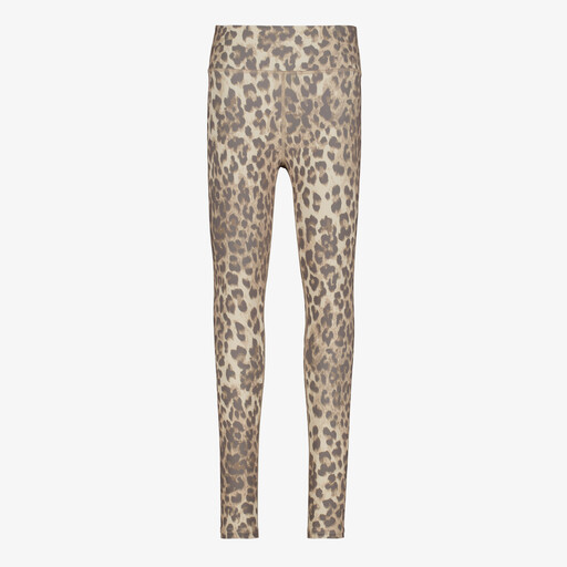 Meisjes sportlegging met panterprint beige