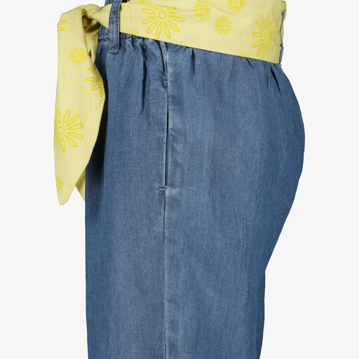 Twoday wijde meisjes broek met gele band blauw
