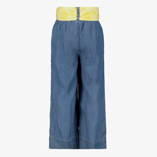 Twoday wijde meisjes broek met gele band blauw