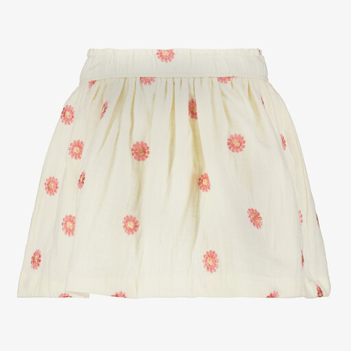 Twoday meisjes rok met roze bloemen wit