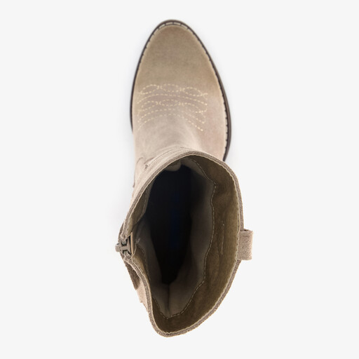 Suède meisjes cowboylaarsjes beige