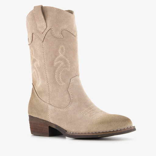 Suède meisjes cowboylaarsjes beige