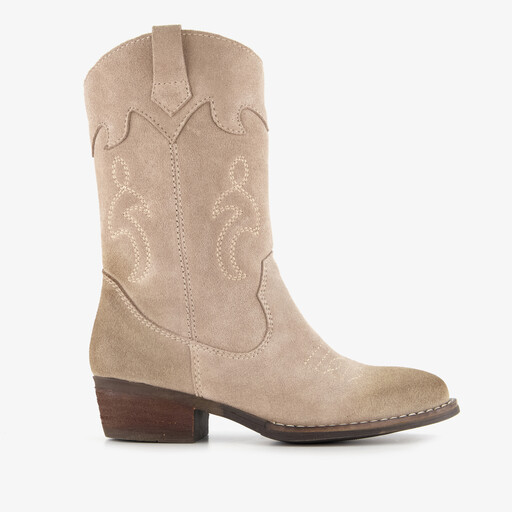 Suède meisjes cowboylaarsjes beige
