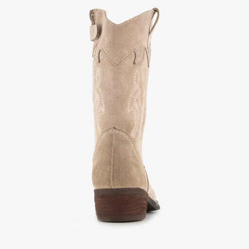 Suède meisjes cowboylaarsjes beige
