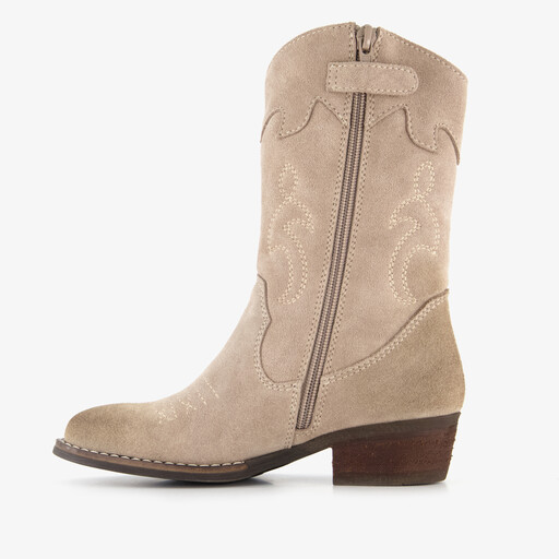 Suède meisjes cowboylaarsjes beige