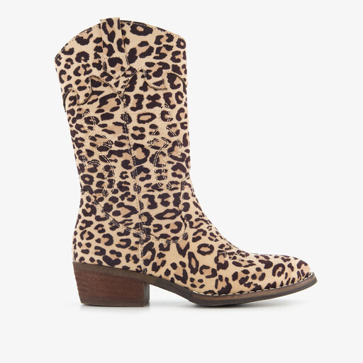 Meisjes western laarzen met panterprint beige