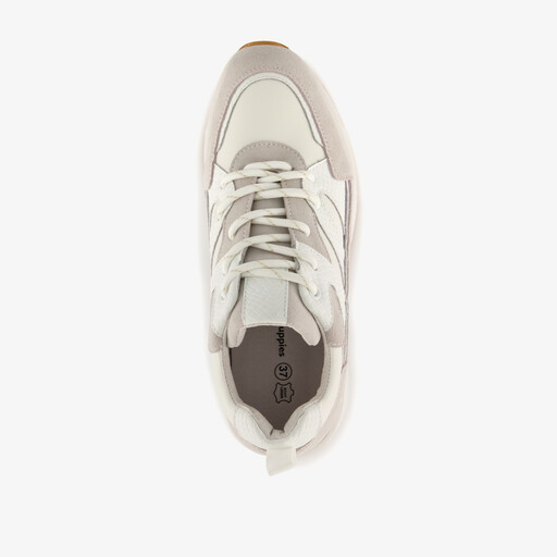 Leren dames sneakers wit beige