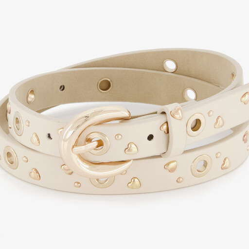 Meisjes riem beige met hartjes