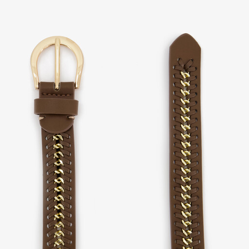 Dames riem gevlochten bruin goud