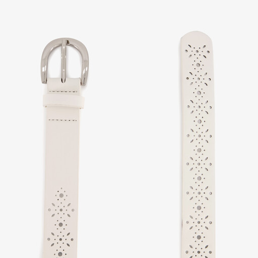 Dames riem met perforaties en studs beige