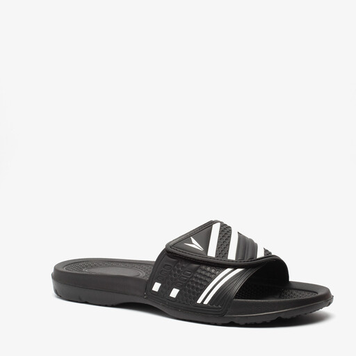 Heren badslippers met klittenband zwart wit