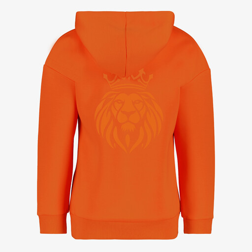 Kinder hoodie met backprint oranje