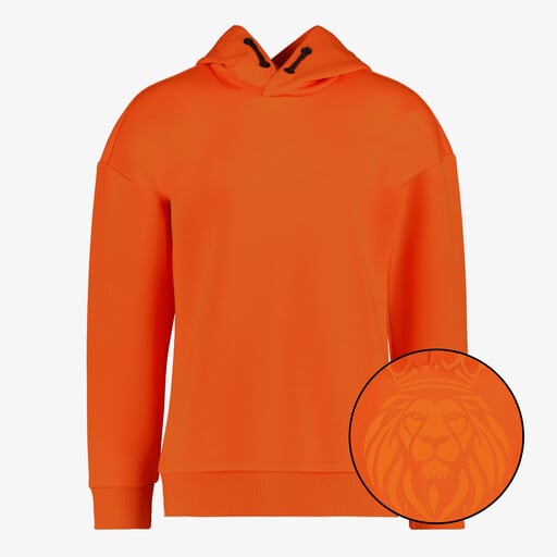 Kinder hoodie met backprint oranje