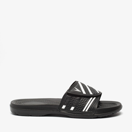 Heren badslippers met klittenband zwart wit
