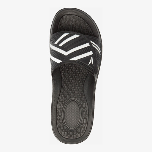 Heren badslippers met klittenband zwart wit