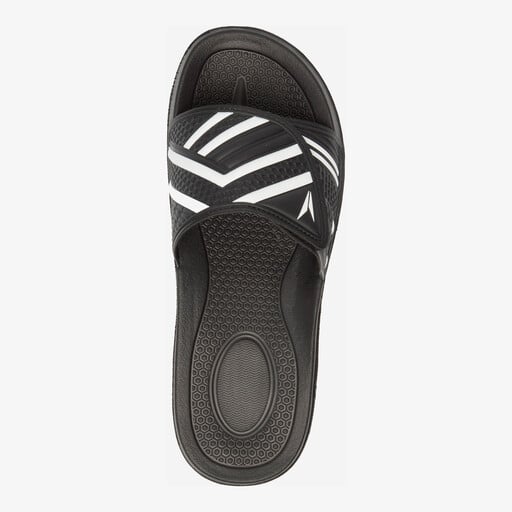 Heren badslippers met klittenband zwart wit