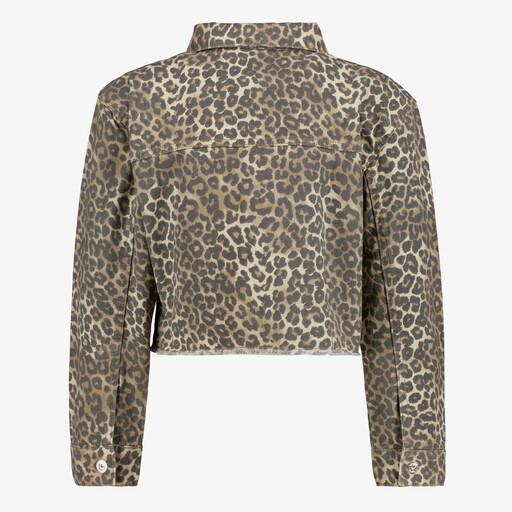 Meisjes jas met panterprint beige
