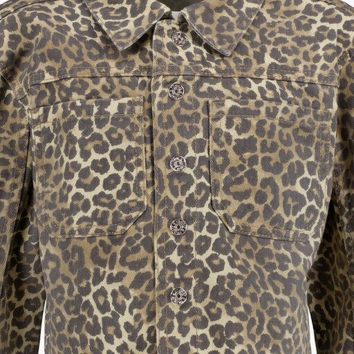 Meisjes jas met panterprint beige