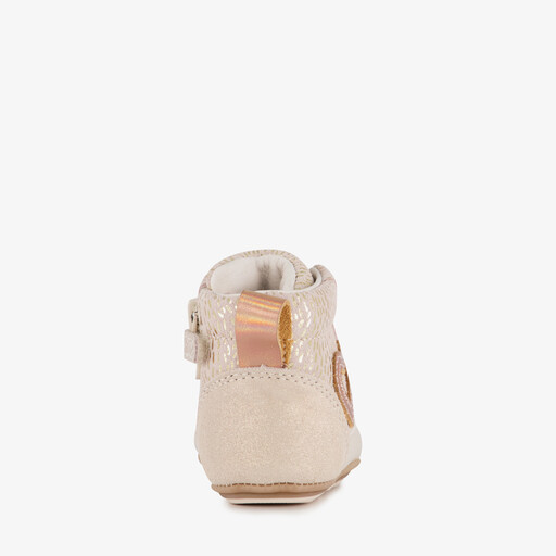 Leren babyschoenen beige goud