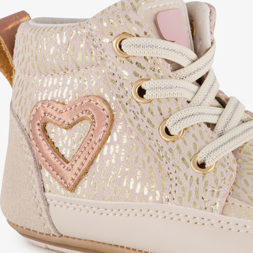 Leren babyschoenen beige goud