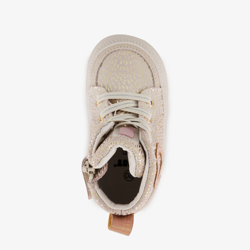 Leren babyschoenen beige goud