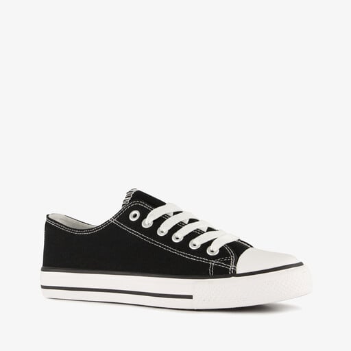 Lage canvas dames sneakers zwart wit