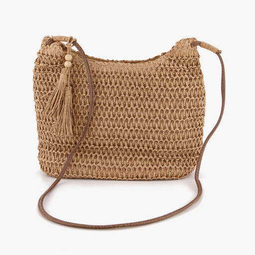 Gevlochten dames schoudertas beige