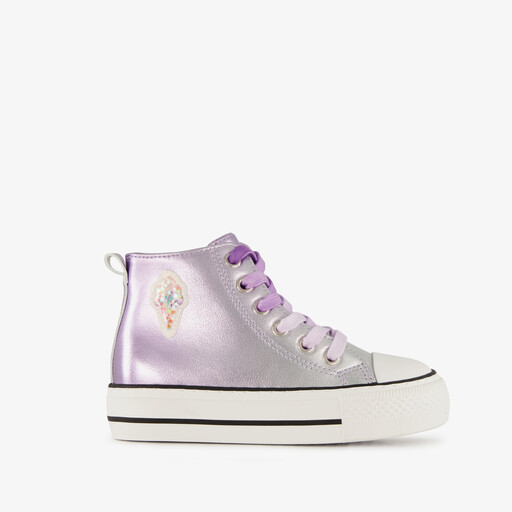 Hoge meisjes sneakers metallic paars