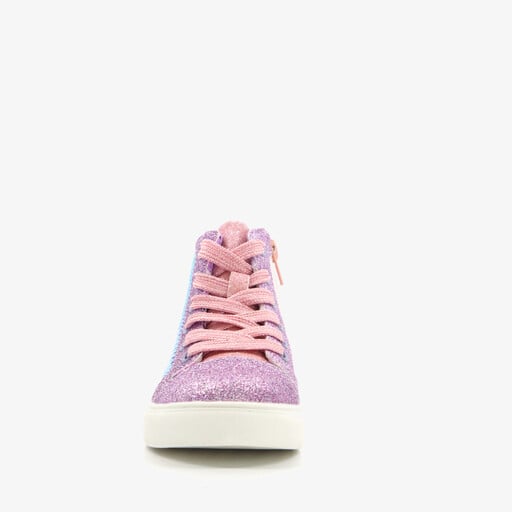 Meisjes sneakers met glitters en regenboog paars