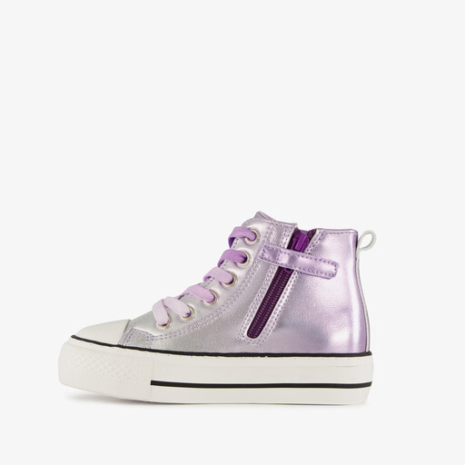 Hoge meisjes sneakers metallic paars