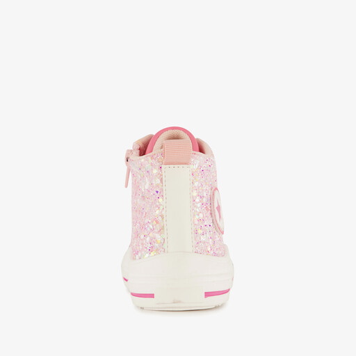Hoge meisjes sneakers met glitters roze