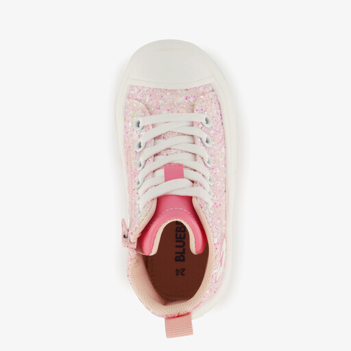Hoge meisjes sneakers met glitters roze