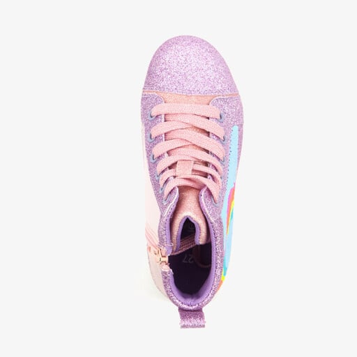 Meisjes sneakers met glitters en regenboog paars