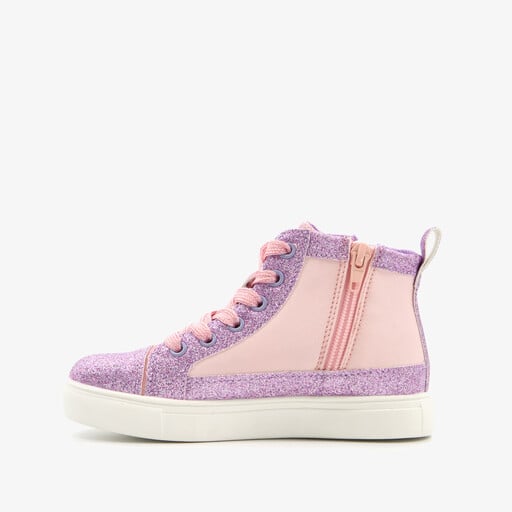 Meisjes sneakers met glitters en regenboog paars