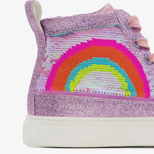 Meisjes sneakers met glitters en regenboog paars