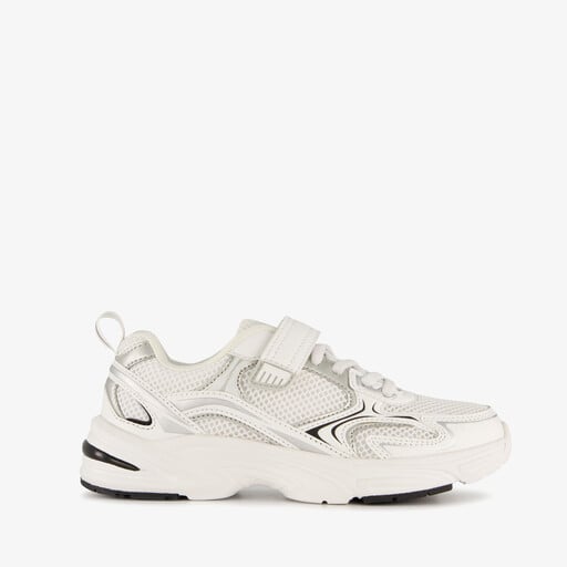 Meisjes dad sneakers wit zilver