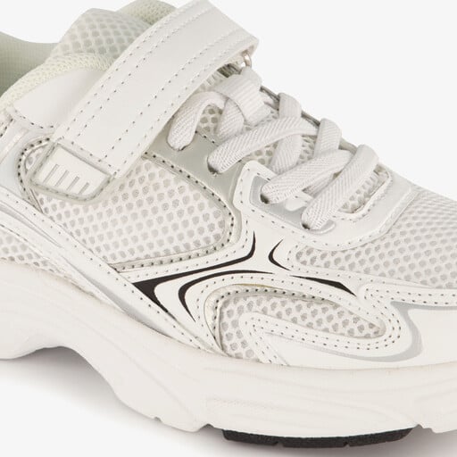 Meisjes dad sneakers wit zilver