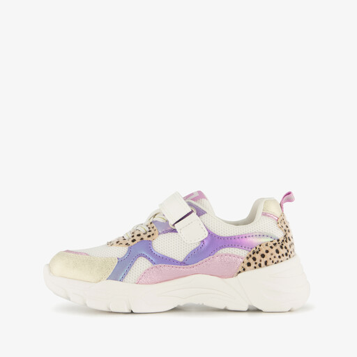 Meisjes dad sneakers wit pastel
